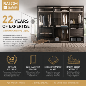 Luxe Moderne En Bois L Forme Conner Meubles De Chambre Armoire Vêtements Organisateur Placard Portes En Verre Armoires Avec Lumière LED - Product Image 3