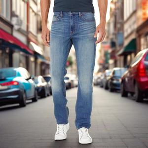 กางเกงยีนส์ทรงหลวมขากว้างสำหรับผู้ชายกางเกงวินเทจสีน้ำเงินเข้มออกแบบได้ตามต้องการใส่ได้ทั้งชายและหญิง - Product Image 1