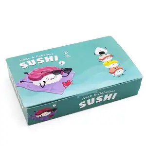 Kotak makan sekali pakai Bento togo persegi panjang wadah kertas makanan kotak Sushi sekali pakai Takeaway