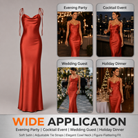 Robe longue d'été 2026 unie en satin de soie froncé, sexy, lavable, élégante, pour femme, dos nu, style nuisette, moulante, coupe Empire, pour club, soirée et fête
