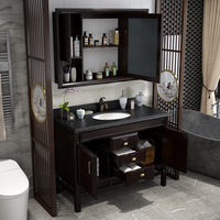 Meuble de salle de bain luxueux en bois laqué, miroir à lavabo unique, coiffeuse de salle de bain