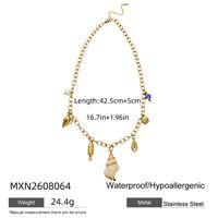 Collier pendentif coquillage élément océanique plaqué or PVD 18 carats pour femme, en acier inoxydable inaltérable, bijou raffiné, cadeau idéal