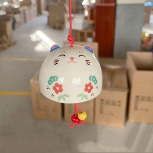 Campana de Viento con Gato de la Fortuna Oriental, Adorno Colgante de Porcelana Pintado a Mano, para Regalo de Inauguración de Casa o Cumpleaños - Product Image 5