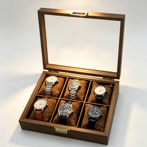 Caja de Madera de Lujo para Relojes y Joyas con Tapa Transparente, Estuche con 6 Ranuras para Exhibición y Almacenamiento de Relojes - Product Image 6