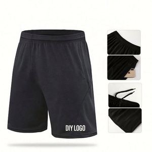 Shorts de sport décontractés pour hommes, séchage rapide, respirants, anti-plis, taille élastique, couleur unie, 100 % polyester, avec logo personnalisé - Product Image 5