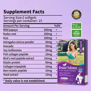 OEM Atacado Orgânico Vegan <span class=keywords><strong>Breast</strong></span> <span class=keywords><strong>Enhancement</strong></span> Kudzu Papaya Softgels Suplemento Natural para o Alargamento do Peito das Mulheres Privado - Product Image 5