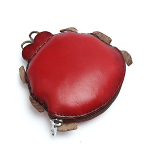 Porte-monnaie Ando Bag en cuir véritable, motif coccinelle, mignon, rouge, avec fermeture éclair - Product Image 3