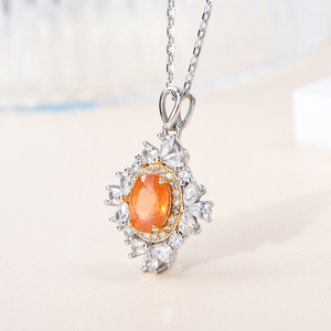 Collar con Colgante de Plata de Ley 925 Chapado en Rodio con Piedra Preciosa de Granate Natural de <span class=keywords><strong>Orande</strong></span>, Proveedor Mayorista para Mujer - Product Image 2