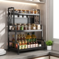Étagère de rangement de cuisine moderne en fer à 3 niveaux |   Organisateur sur pied robuste et durable |   Porte-épices multifonctionnel en métal