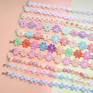 Collar <span class=keywords><strong>de</strong></span> Gargantilla MoyaMiya con Flores Coloridas Tejidas con Cordón <span class=keywords><strong>de</strong></span> Tela, Estilo Coreano, para Mujeres y Niñas, Joyería Popular <span class=keywords><strong>de</strong></span> Primavera y Verano - Product Image 1