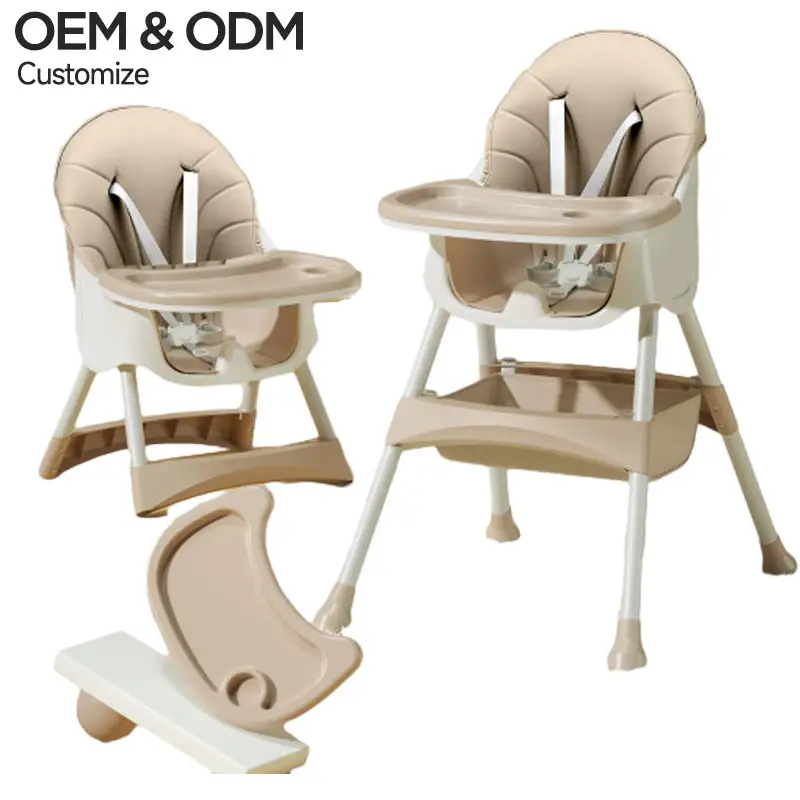 Factory OEM Baby High Chair 3 in 1 Dining Adjustable Backrest Removable Tray Portable Feeding Baby High Chair