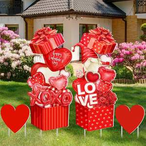 Décorations de jardin gonflables pour la Saint-Valentin, grandes décorations de jardin en forme de cœur rouge, roses, nains de jardin, panneau de sol, boîte cadeau - Product Image 3