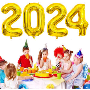 2024 Año Nuevo Globo decoración <span class=keywords><strong>Boom</strong></span> bola escena fiesta decoración arreglo Feliz Año Nuevo globo de película de aluminio de látex redondo - Product Image 3