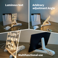 Tableau d'affichage LED effaçable en acrylique 20x20cm pour messages, lampe créative avec 7 stylos, idéal pour l'éducation et les cadeaux pour enfants - Vente en gros