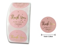 Autocollants en papier personnalisés avec logo rond, impression à chaud en feuille d'or rose
