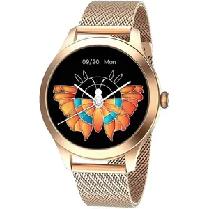 Schermo rotondo bracciale Full Touch cardiofrequenzimetro da donna smart watch KW10 in acciaio inossidabile cinturini per orologi in metallo