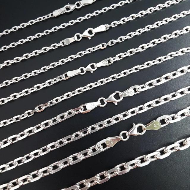 3/4/5/6/7.7 mm Cable Anchor Chain Real SOLID 925 Silver Cable Rolo Link Chain Sterling Silver Rectangle Link Necklace Jewelry