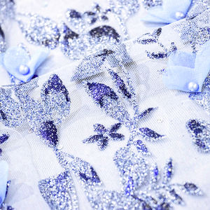 Di alta qualità Glitter Tulle tessuto multicolore scintillio 3d tessuto ricamato con perla per il vestito di Quinceanera - Product Image 3