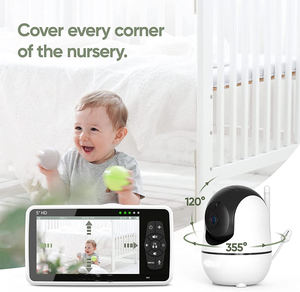 Babyphone intelligent avec écran sans fil, vision nocturne IR 30 m, écran LCD 5 pouces, rotation PTZ, alimentation CC, contrôle <span class=keywords><strong>de</strong></span> la température à distance - Product Image 6
