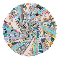 48 pièces de tissu sergé Jelly Roll avec motifs de dessins animés, tissu sergé en coton pur, tissu en coton fait main pour patchwork, vente en gros