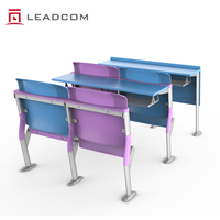 Chaise de bureau étudiante relevable Leadcom L-E10 en plastique PP, modulaire et connectable, pour salles de cours universitaires et scolaires