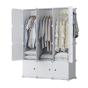 Portable bricolage en plastique Pp vêtements placard pliable armoire meuble moderne chambre placard armoire