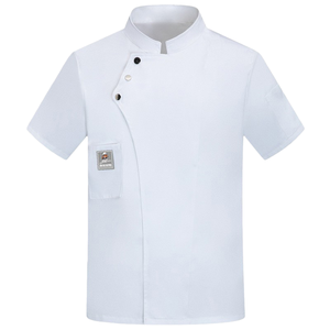 Divisa <span class=keywords><strong>da</strong></span> Chef FUYI Unisex a Maniche Corte Estiva Leggera Traspirante in Poliestere/Cotone Twill Giacca <span class=keywords><strong>da</strong></span> Chef per Ristorante e <span class=keywords><strong>Bar</strong></span> - Product Image 6