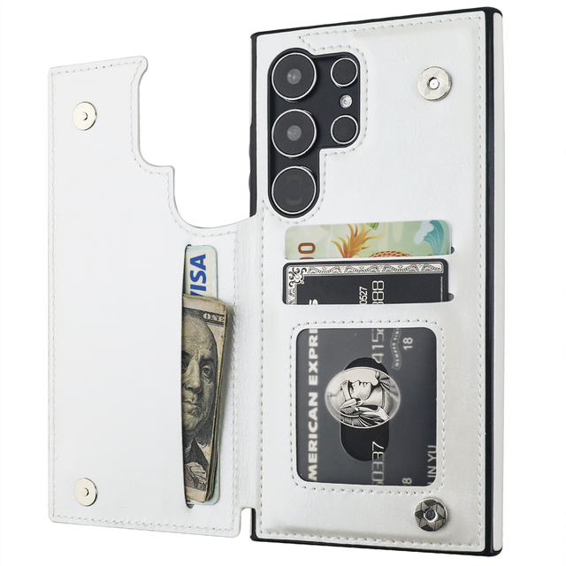 For Samsung Mobile Phone Cases Kickstand Cash Holder With PU Leather Wallet Case and Card Slots TPU+PU Material