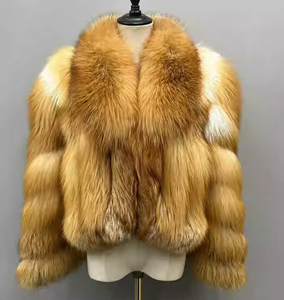 Manteau d'hiver de luxe pour femmes en fourrure de renard d'île dorée, col rabattu, veste d'hiver - Product Image 3