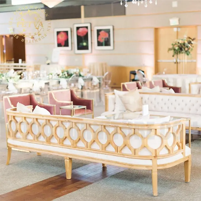 Real wooden sofa european style queen wedding white sofa chair minimalist style corner wooden sofa set for event