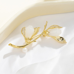 Muyu Magnolia Brooch Zinc Alloy Flower Shape Women's Party Jewelry XC05194 - Product Image 4