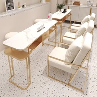 JINCHENG Bureau de soin des ongles dépoussiéreur à double station Table pour ongles Salon de beauté ensemble de chaises Table de manucure