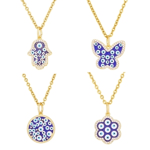 Kaung Mata Jahat Keberuntungan Thổ Nhĩ Kỳ Perhiasan Kalung Baja Tahan Karat Kupu-kupu Men Mode Pesona Wanita Mata Biru Gaya 8 - Product Image 1