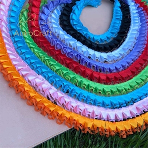 Pita Satin Lipit Ruffle 22mm untuk DIY Pembuatan Gaun, Jahitan, Hiasan Sepatu, Topi, Rok Boneka, Bahan Tekstil Elastis, Trim Pinggir Kain - Product Image 3
