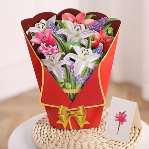 Hot bán 3D pop-up hoa giấy Bó Hoa Handmade in Offset thiệp chúc mừng cho sinh nhật và Ngày Valentine - Product Image 3