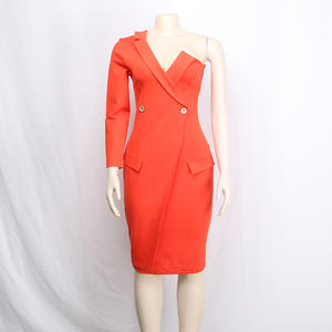 Robe moulante et décontractée à épaule dénudée pour <span class=keywords><strong>femme</strong></span>, nouvelle collection, vêtement de printemps asymétrique, cintré, Sexy et à la mode, haut prix - Product Image 6