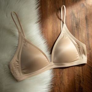 CynL Milk Satin French Deep V Neck Thin Straps Seamless Bra for Small Busts, Wire-Free - Product Image 3