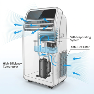 Climatiseur portable sur pied haute efficacité, réfrigérant R290, économie d'énergie, contrôle intelligent par application pour chambre et bureau - Product Image 4
