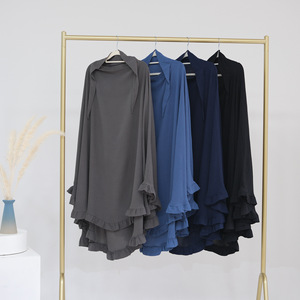 2024 kadın Ruffled uzun krep Khimar Abayas bir boyut islam müslüman namaz başörtüsü şal Niqab hediye - Product Image 4