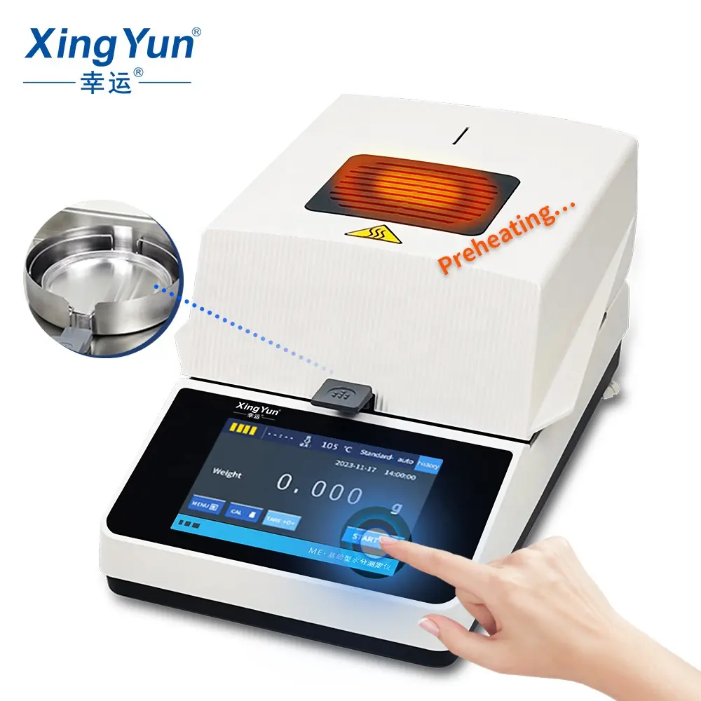 Plastik kasa ile 105g 0.005g 5mg XY-105ME nem analiz cihazı mağaza tarihi set ayarlanabilir sıcaklık ve zaman