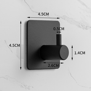 Promoción Ganchos para toallas negros mate Acero inoxidable Baño a prueba de herrumbre Toalla adhesiva Gancho para abrigos Gancho de pared de metal - Product Image 3
