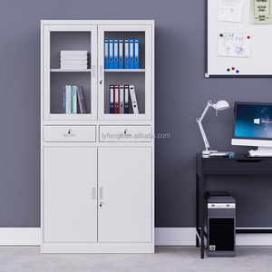 Armoire de classement moderne en acier réglable avec porte vitrée, 2 tiroirs, couleur personnalisable pour l'école, la maison et le bureau - Product Image 2