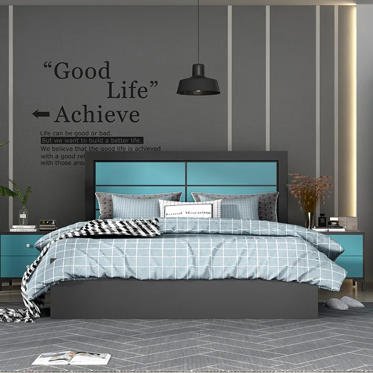 Kral/çift kişilik yatak mobilya setleri oturma odası otel yatak odası seti isteğe bağlı Modern,modern Panel 18mm rastgele ambalaj