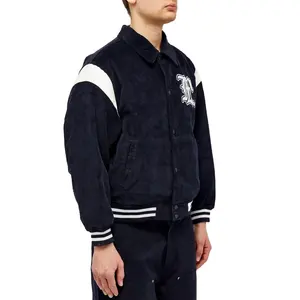 Custom Logo Embroidery Chenille Patches Leather Sleeves Oversize Corduroy Varsity Jacket Men