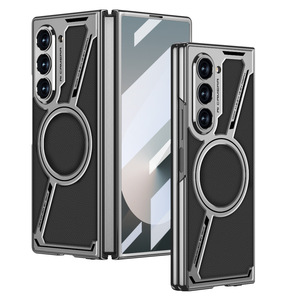 Aleación de aluminio Cuero Protección de metal Película templada Claro Protección <span class=keywords><strong>completa</strong></span> Funda de teléfono para Samsung Z Fold 7 5 4 3 - Product Image 2