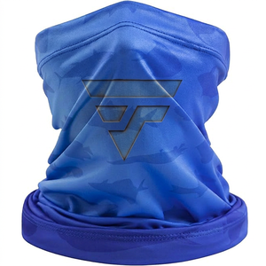 Cache-cou personnalisé sublimé pour la randonnée et la course à pied, 100% polyester, camouflage bleu, avec logo sur le devant, anti-UV UPF 50, unisexe, pull-over, pêche - Product Image 1