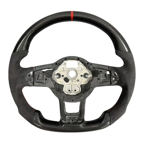 Volant en cuir fibre de carbone pour Volkswagen <span class=keywords><strong>Golf</strong></span> <span class=keywords><strong>7</strong></span> GTI <span class=keywords><strong>Golf</strong></span> <span class=keywords><strong>R</strong></span> MK7 pour VW Polo GTI Jetta Passat B8 Tiguan Sharan Touran - Product Image 1