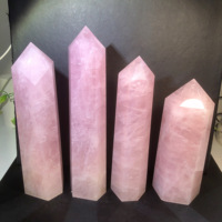 Großhandel Hochwertige natürliche rosa Rosenquarz Obelisk Heil kristall Abschluss punkte Steinturm