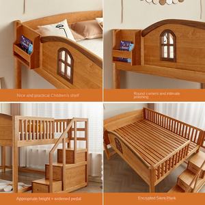 <span class=keywords><strong>Lit</strong></span> pour enfants, <span class=keywords><strong>lit</strong></span> en bois massif moderne pour garçons et filles, <span class=keywords><strong>lit</strong></span> cabane surélevé à mi-hauteur avec garde-corps, ensemble pour petit appartement - Product Image 5