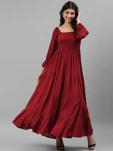Vestido Largo de Rayón Sólido para Mujer, Estilo A-Line, Festivo, Elegante, Casual, Moderno, Talla Grande, de Una Pieza - Product Image 3